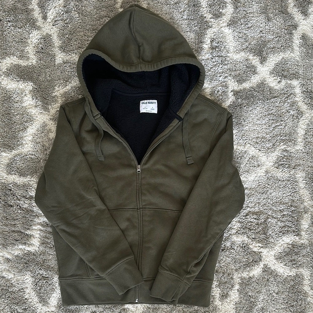Olive Green Zip-Up Hoodie
